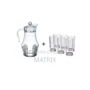 6 Drinking Glasses Plus 1 Glass Jug-Transparen