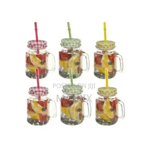 6 Pieces of Juice Glass Mason Jars Cup Mugs- Colorless.