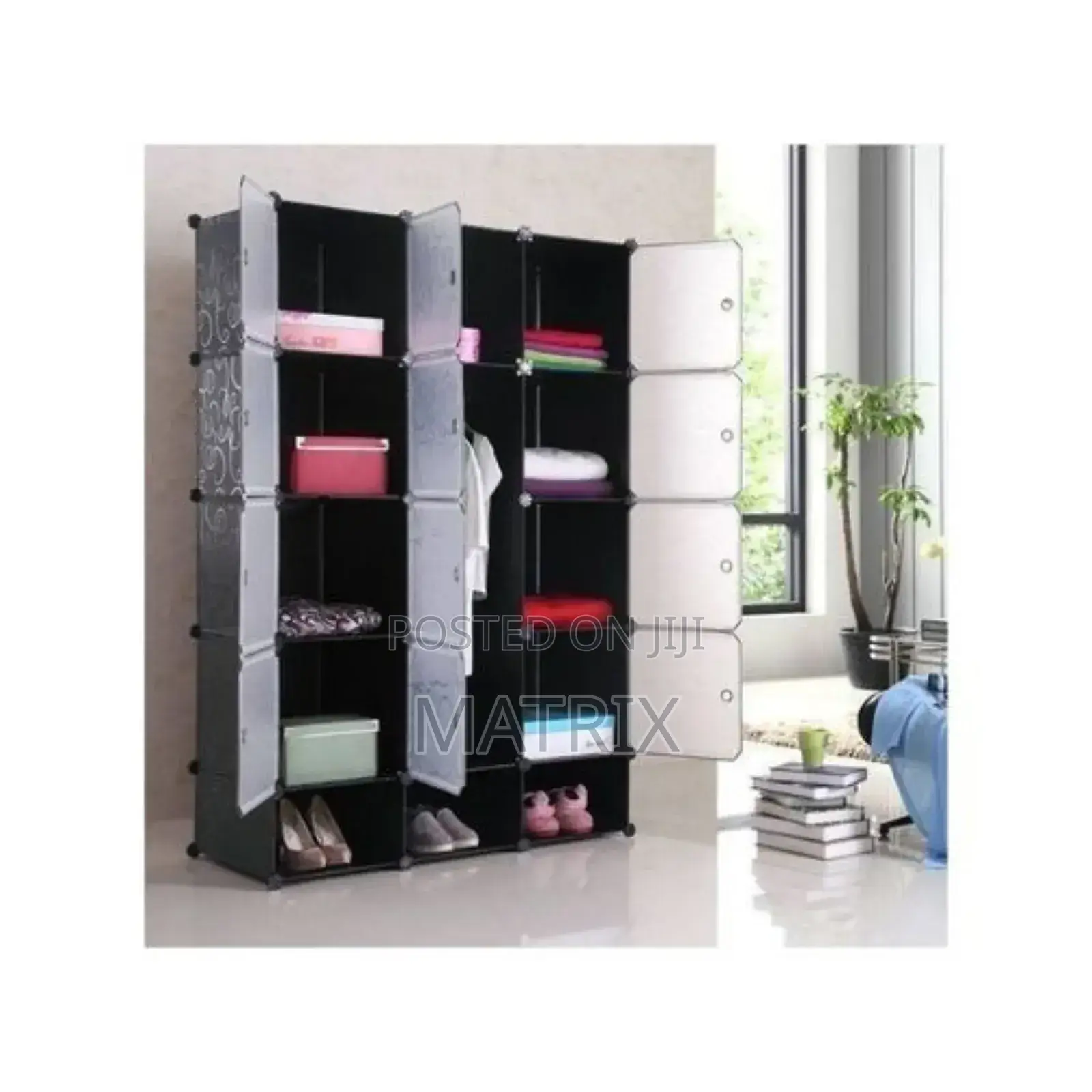 Elegant Plastic Wardrobe Not Assembled - Black