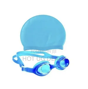 Adult Swimming Gear Set Swimming Googles And Swimming Cap - Blue