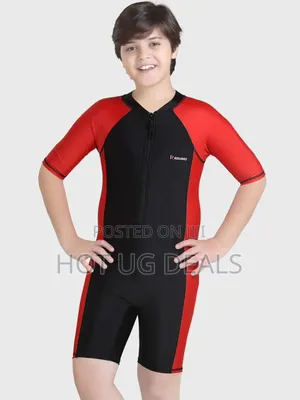 Kid's Swimming Costume Wear ( 3 - 15 Years) - Black/Red