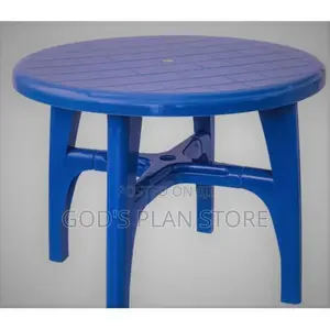 Outdoor Round Plastic Table Blue