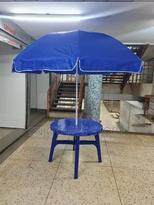 Plastic Table and Umbrella Plastic Table Round/Umbrella