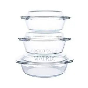3 Piece Ceramic Casserole Serving Dishes -Transparent