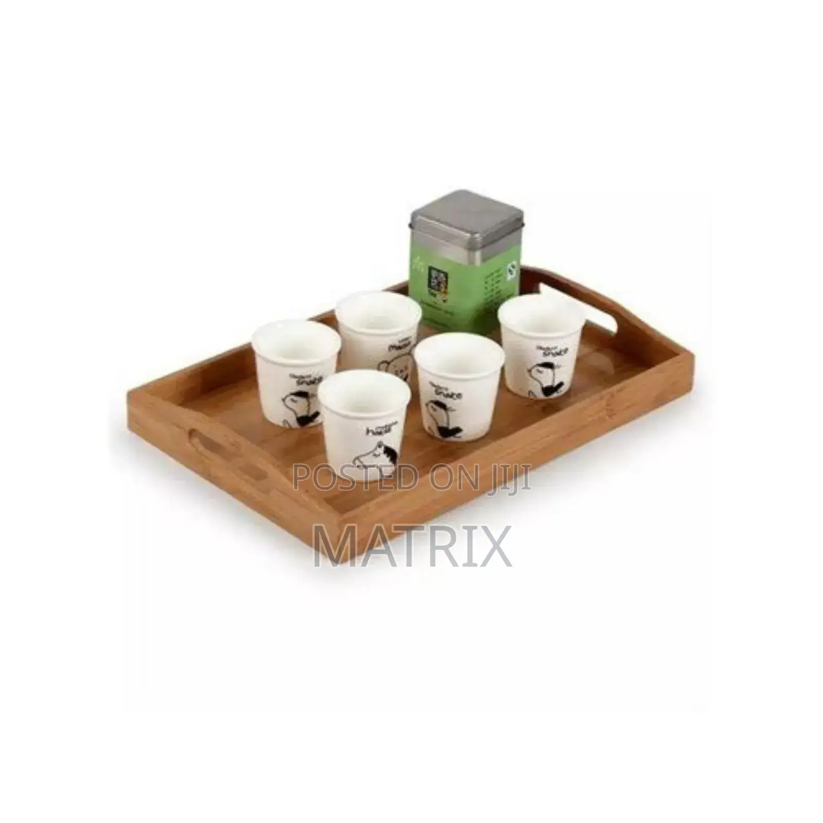 3 Piece Wooden Bamboo Serving Trays Platter - Brown