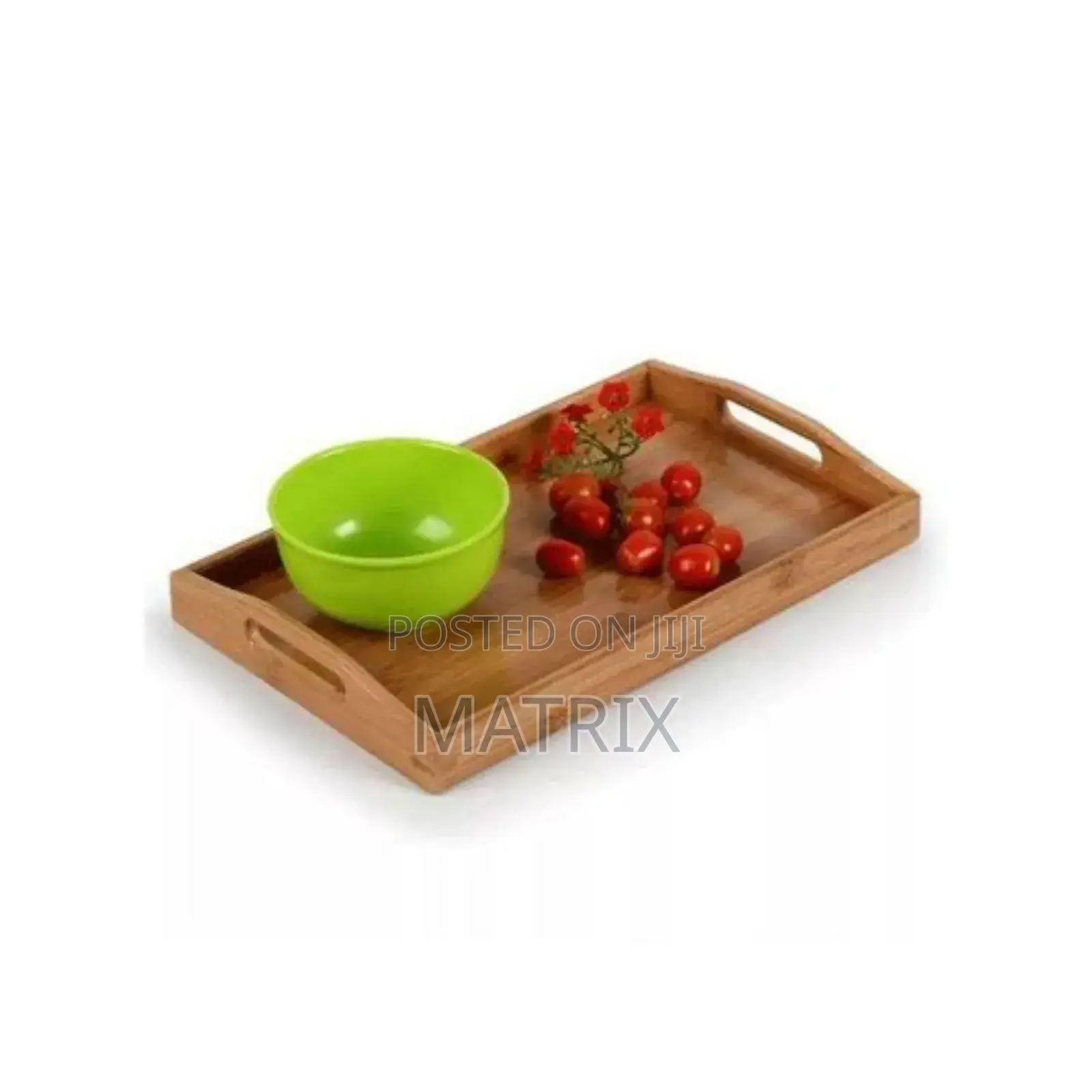 3 Piece Wooden Bamboo Serving Trays Platter - Brown