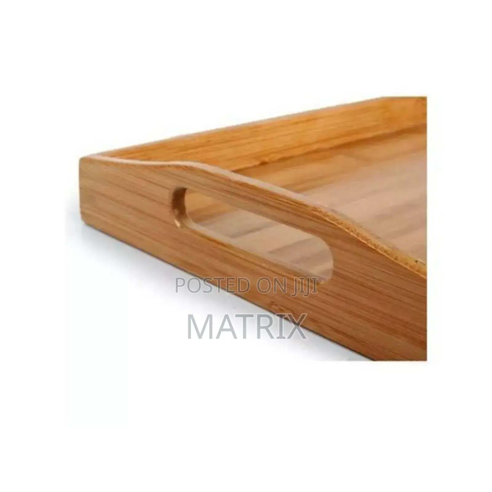 3 Piece Wooden Bamboo Serving Trays Platter - Brown