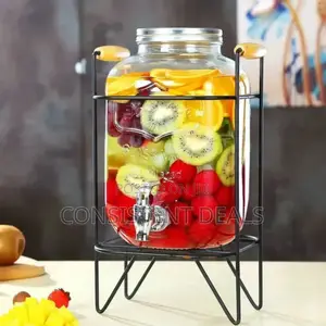 8l Glass Juice Dispenser With Stand Rack
