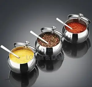 Stainless Steel Sugar Bowl With Lid and Spoon