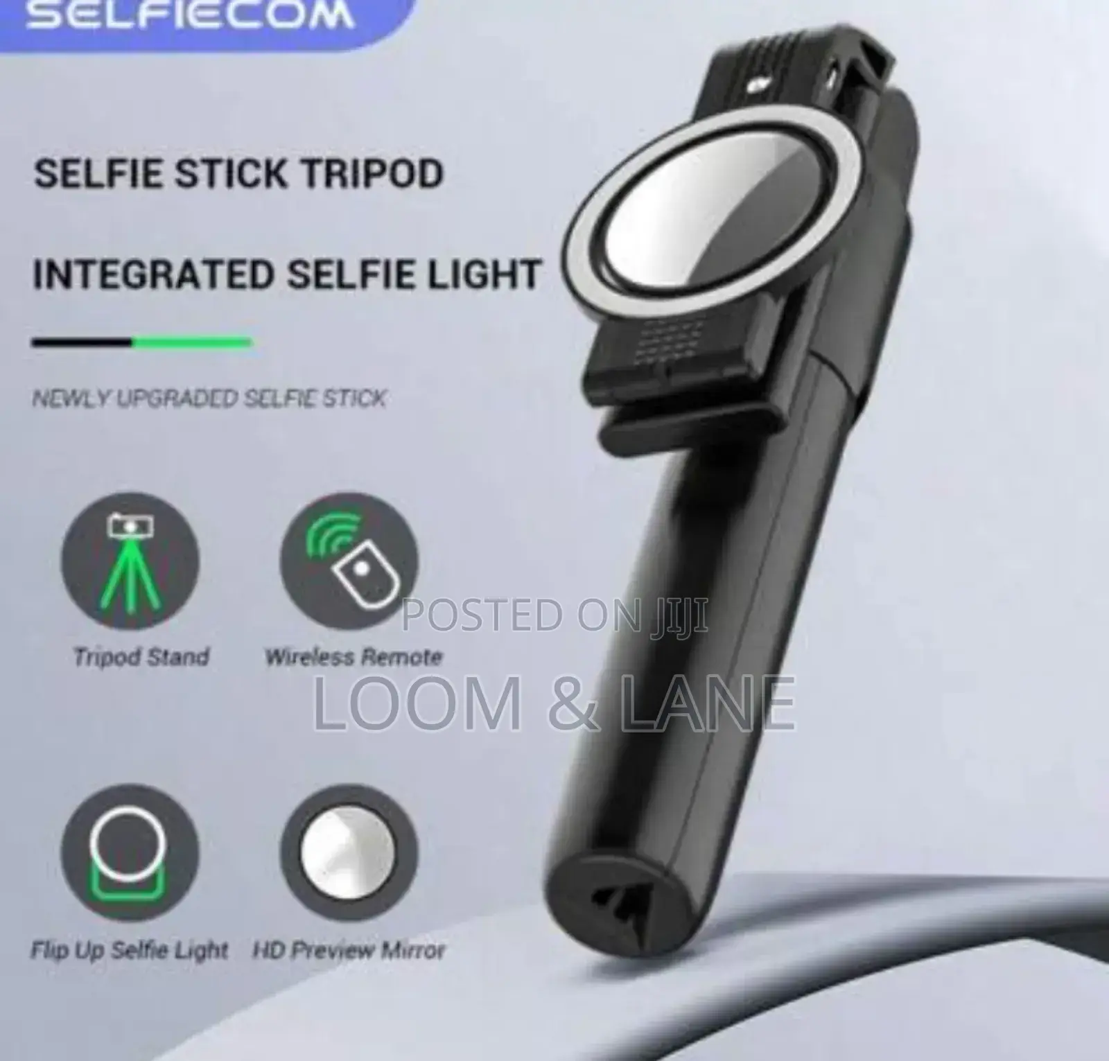 Multifunction Selfie Stick With Flip Up Light