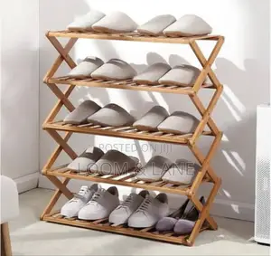 5 Tier Bamboo Foldable Shoe Rack