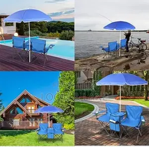 2 Foldable Camping Chairs With Umbrella