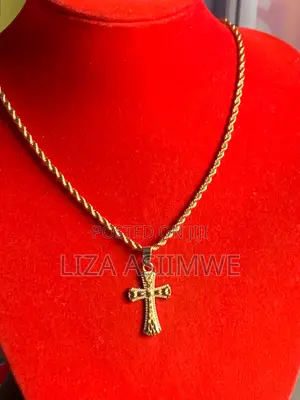 Gold Rope Men’S Necklace With a Cross Pendant
