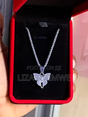 Luxurious Platinum Butterfly Pendant Necklace