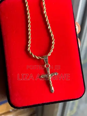 Smaller and Simple Rope Gold Crucifix Necklace