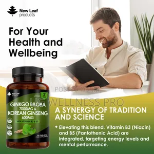 New Leaf Ginkgo Biloba Korean Ginseng Tablets 2 Month Supply