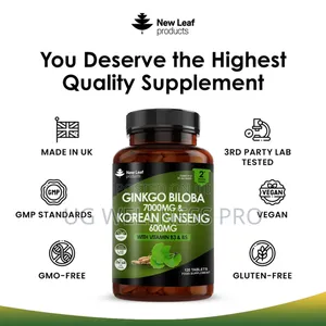 New Leaf Ginkgo Biloba Korean Ginseng Tablets 2 Month Supply