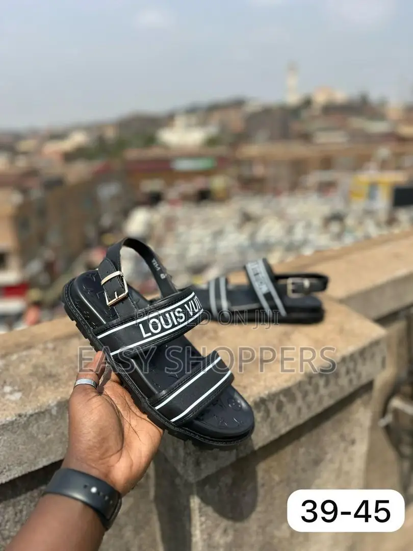 Original Men’S Louis Vuitton Ankle Strap Leather Sandals