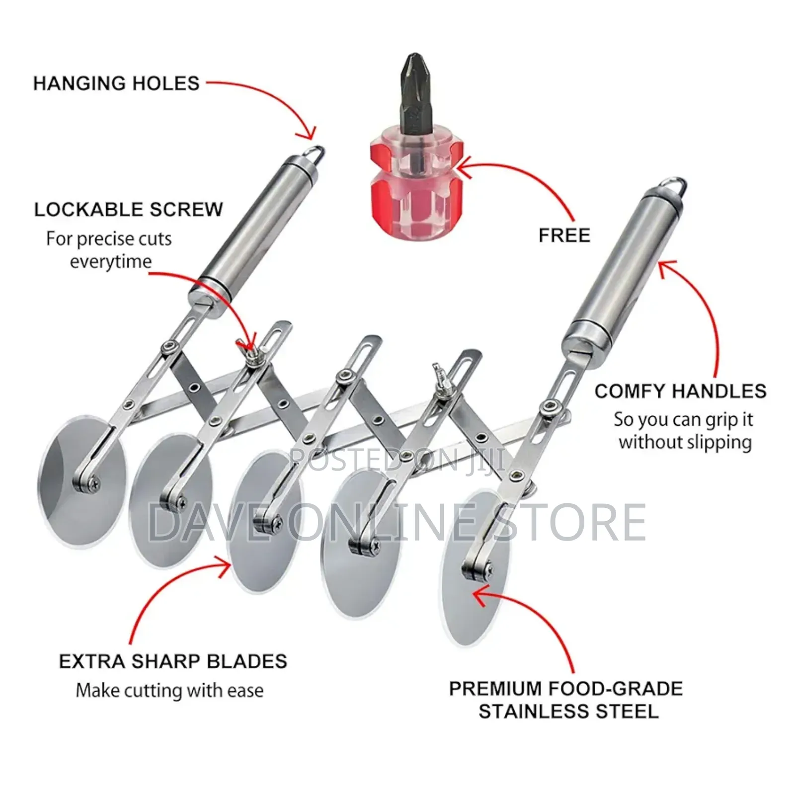 5 Wheel Pastry Cutter Pizza Knife Divider With Handle