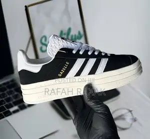 Original Black/White Adidas Gazelle “Bold” Double Sole Shoes