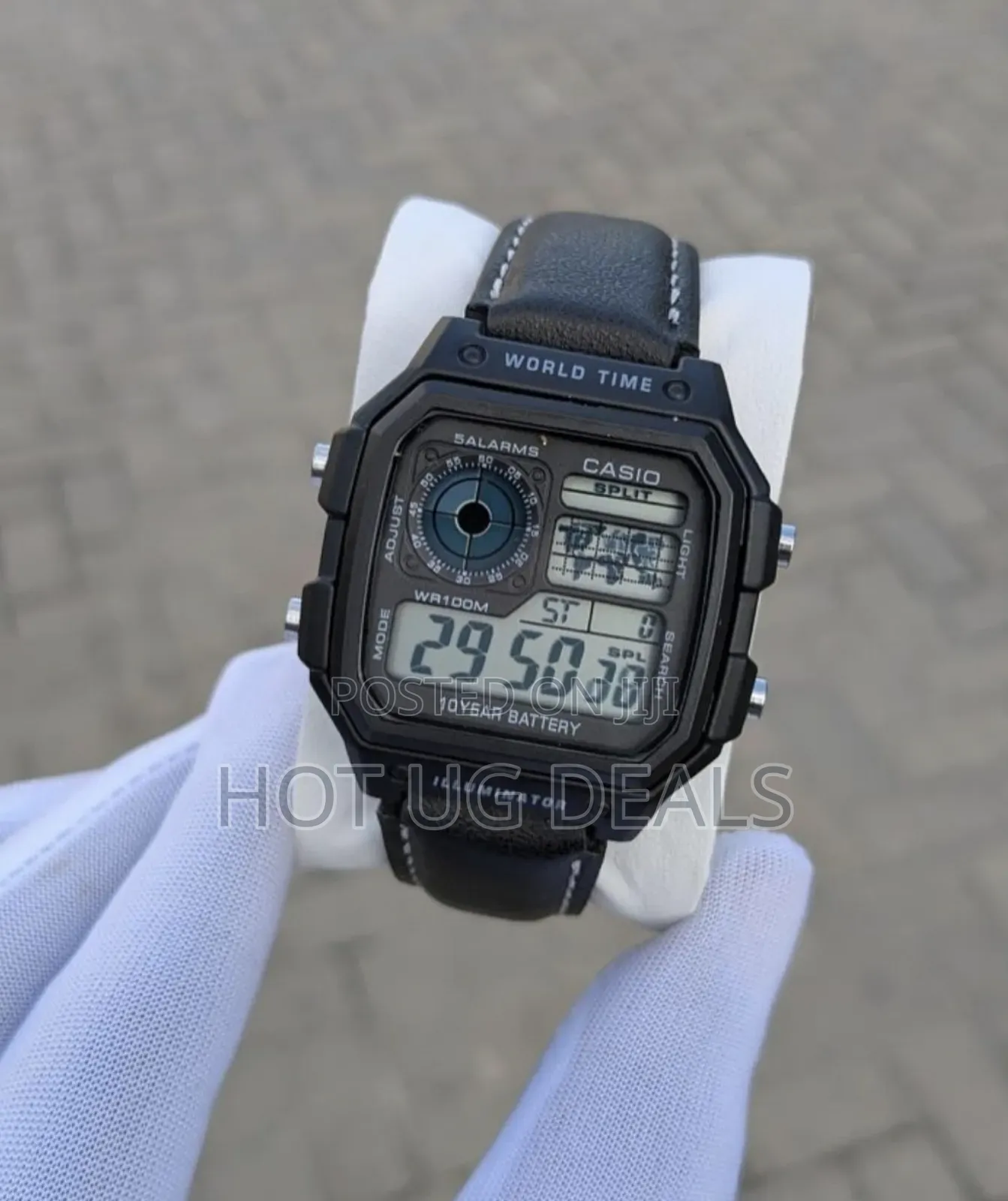 Casio Men's Collection Digital Pure Leather Watch - Black