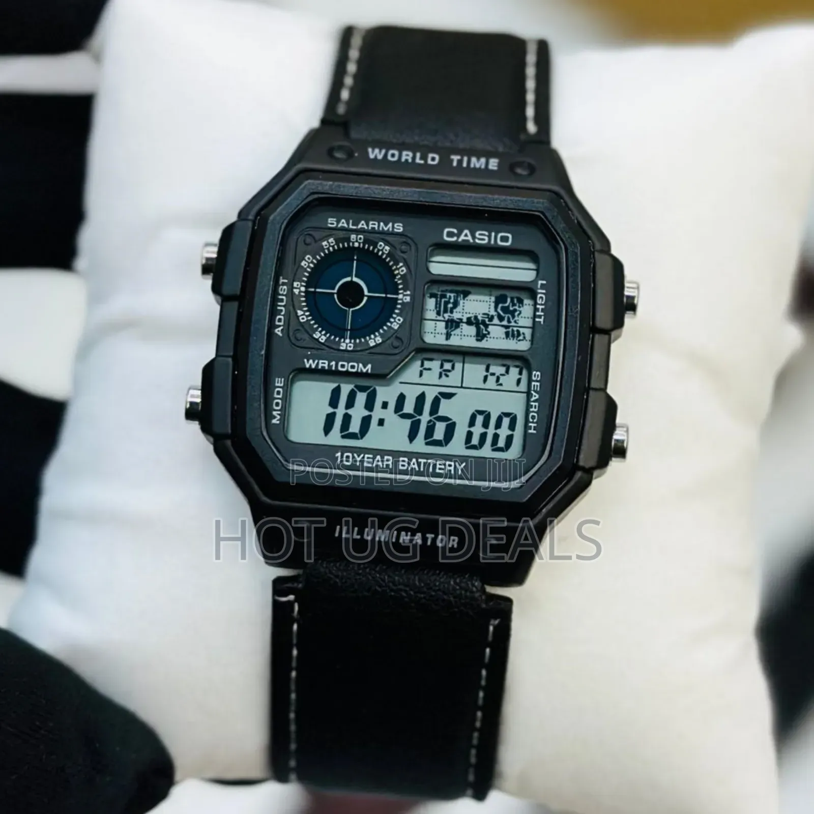 Casio Men's Collection Digital Pure Leather Watch - Black