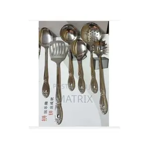 Set of 6pc Heavy Metallic Design Spoons - Silver