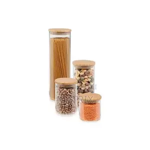 4 Piece Glass Cereal Food Storage Container Jars