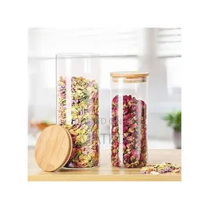 4 Piece Glass Cereal Food Storage Container Jars