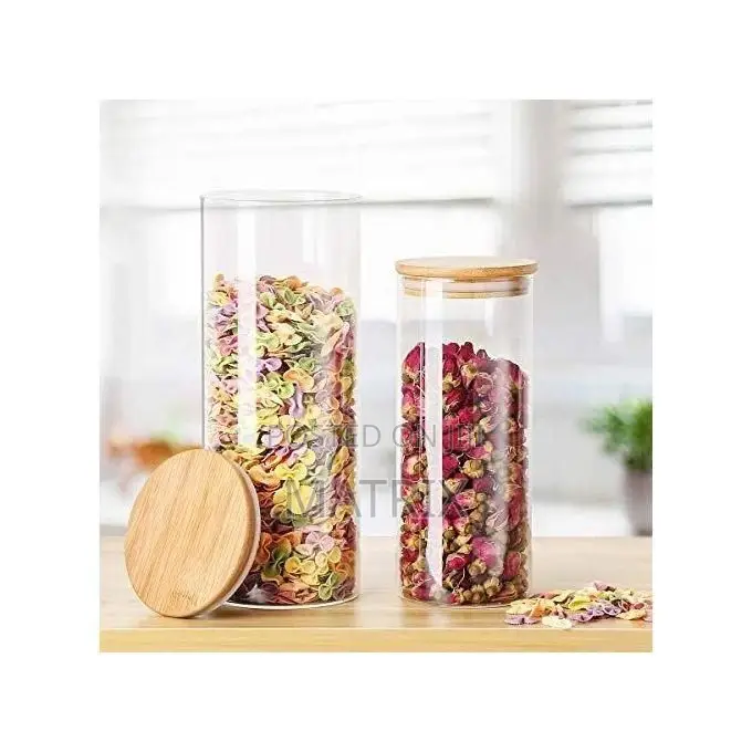 4 Piece Glass Cereal Food Storage Container Jars