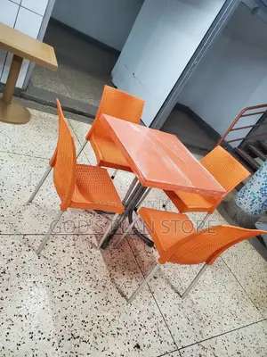 Restaurant Plastic Chairs and Table Set (Orange)