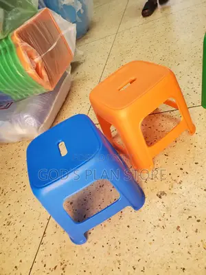 Blue Plastic Stool and Orange Plastic Stool 1pc