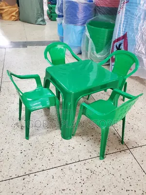 Green Plastic Kids Table and Chairs Set