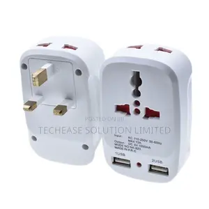 Universal Travel Plug Adapter 2 Usb Ports With Eu/Uk/Us/Au