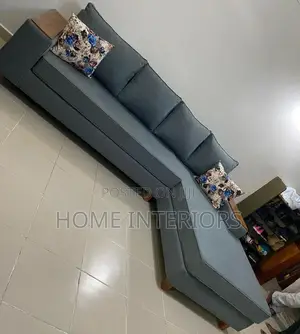 Gray L Shape Six Seater Sofa Set