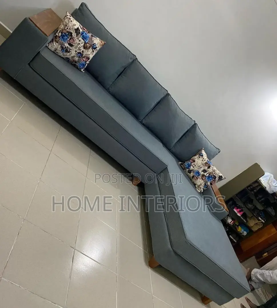 Gray L Shape Six Seater Sofa Set