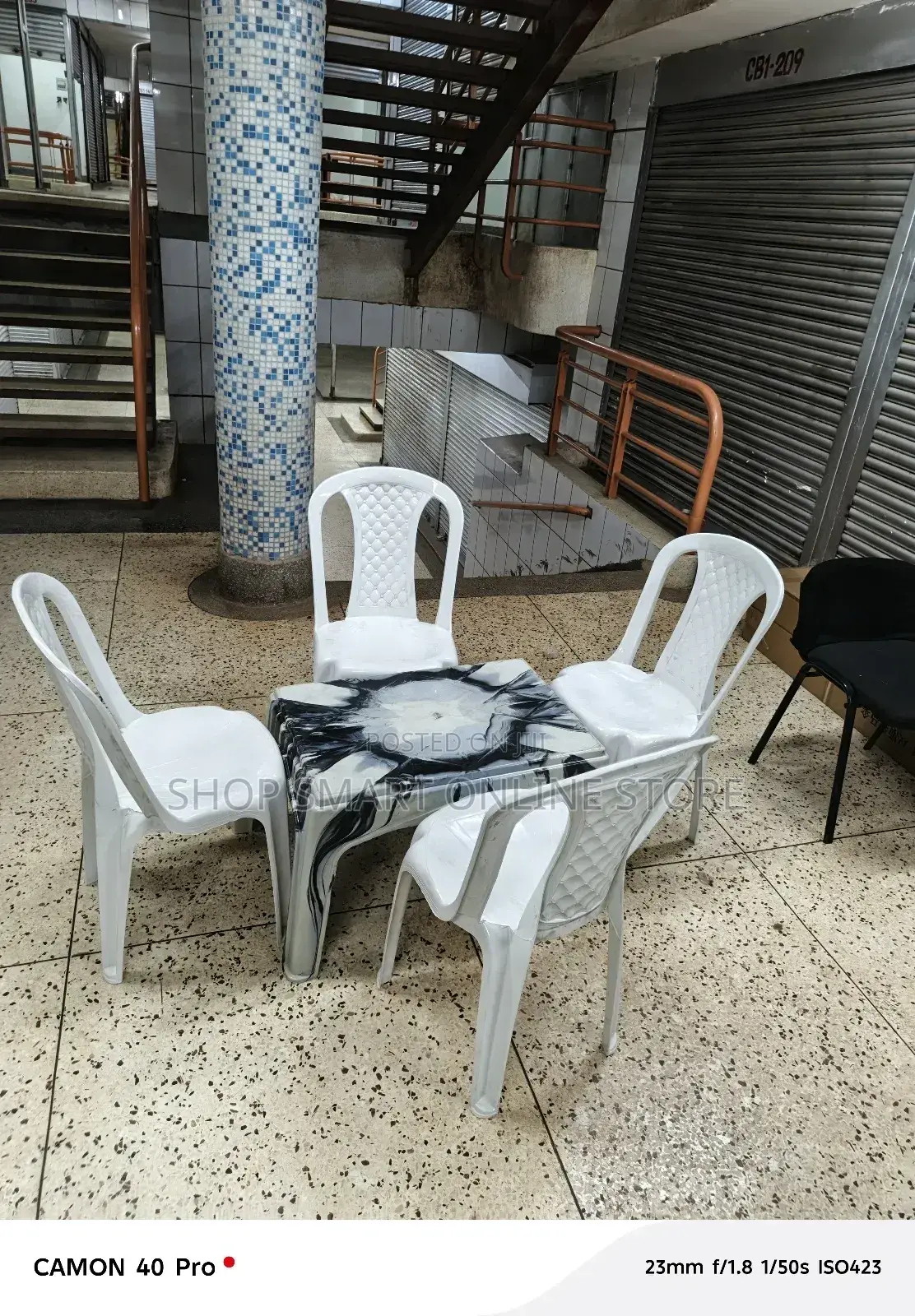 Plastic Chairs and Medium Table