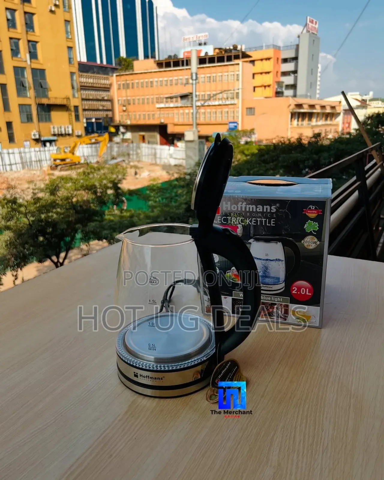 Hoffmans 2l Glass Electric Kettle With Led Blue Light-