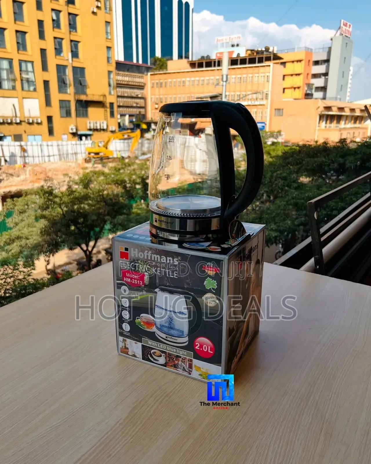 Hoffmans 2l Glass Electric Kettle With Led Blue Light-