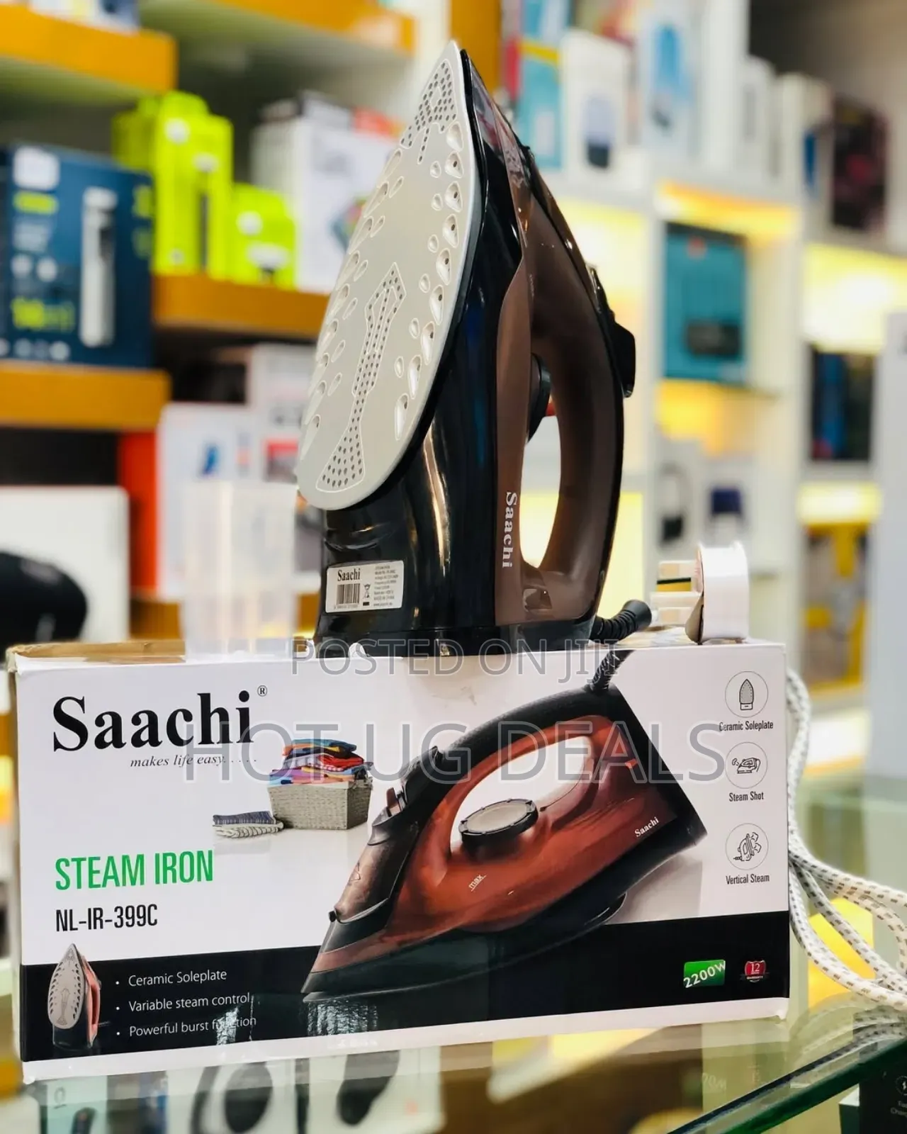 Saachi Steam Iron With Ceramic Sole Plate -blue