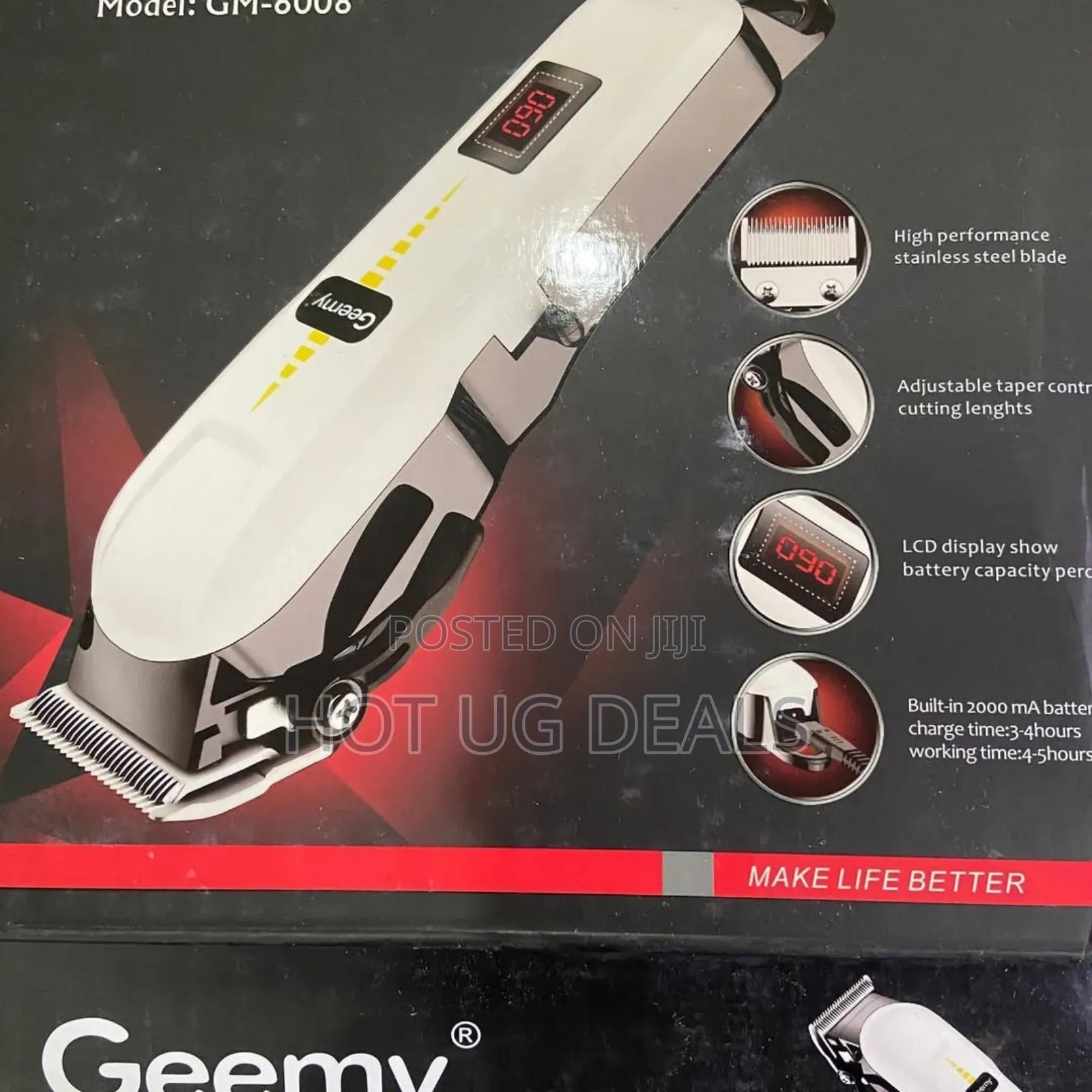 Geemy Rechargeable Saloon Hair Clipper Beard Trimmer