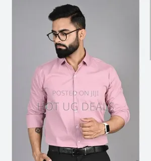 Mens Plain Office Long Sleeved  Shirt - Light Pink