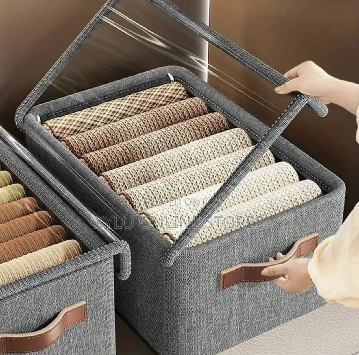 Foldable Cloth Basket for Storage Metal Frame and Handle