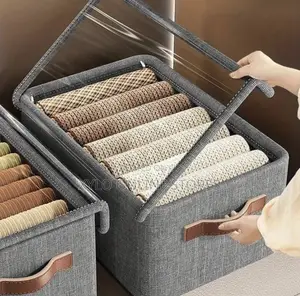 Foldable Cloth Basket for Storage Metal Frame and Handle