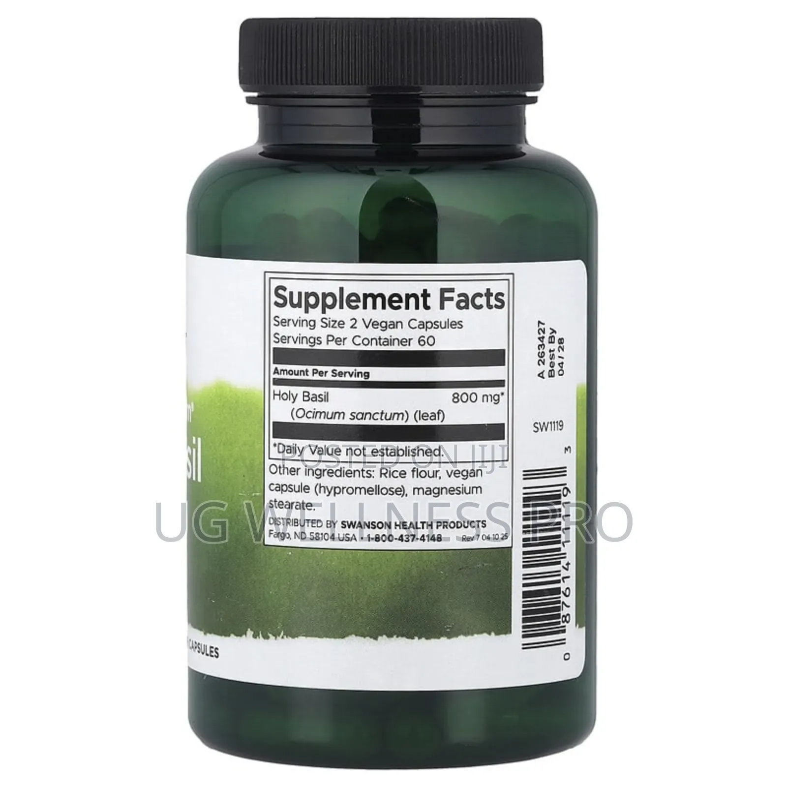 Swanson, Full Spectrum Holy Basil Leaf, 400 Mg, 120 Veg Cap