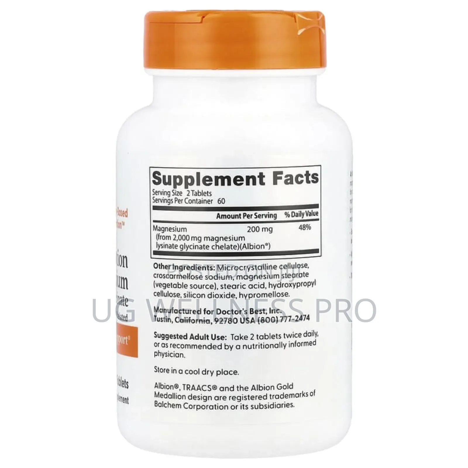 Doctor's Best, High Absorption Magnesium Glycinate, 120 Tablets
