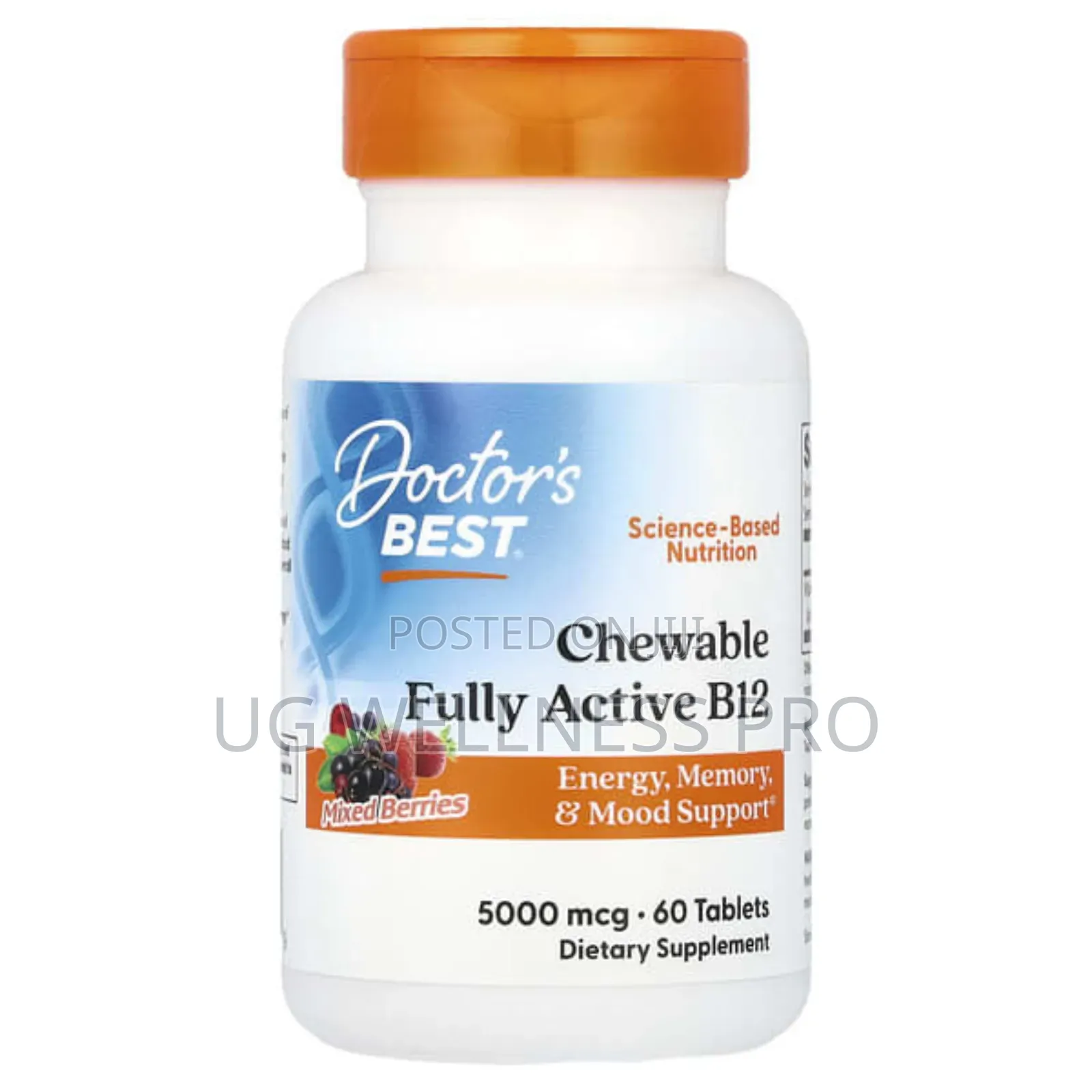 Doctor's Best, Chewable Fully Active B12 5000 McG, 60 Tablet