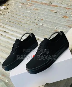 Original Triple Black Authentic Vans Off the Wall Sneakers
