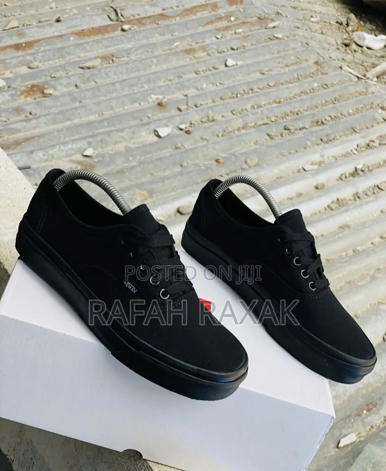 Original Triple Black Authentic Vans Off the Wall Sneakers