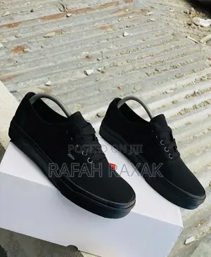 Original Triple Black Authentic Vans Off the Wall Sneakers